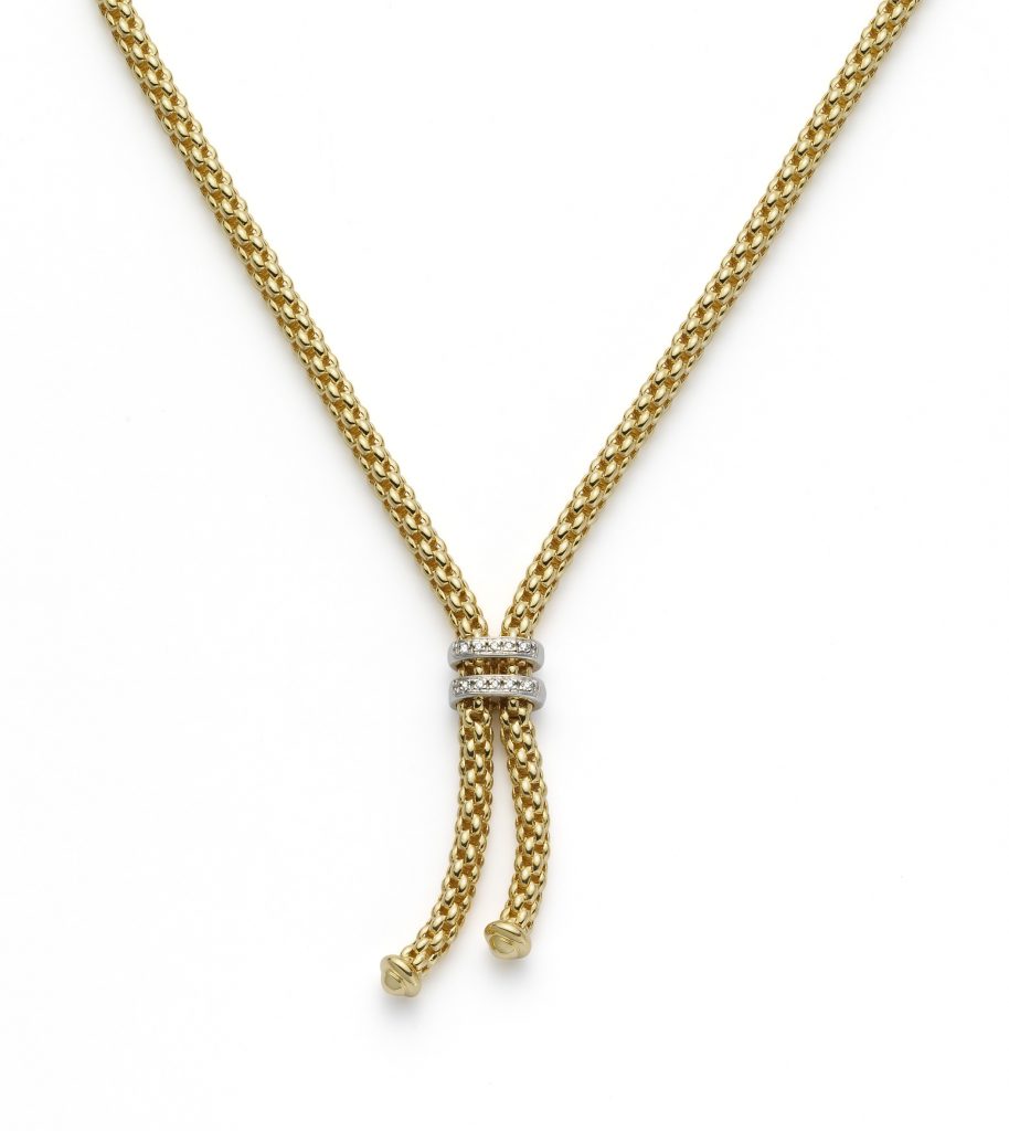 Fope Yellow Gold Maori Diamond Set Necklace