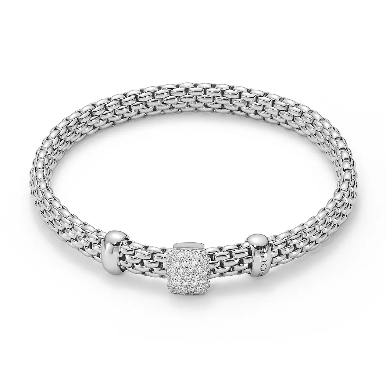 Fope Flex'It Vendome Bracelet - White Gold and Diamond 561B PAVE