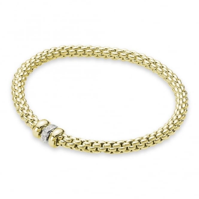 Fope Flex'It Solo Yellow Gold & Diamond Bracelet