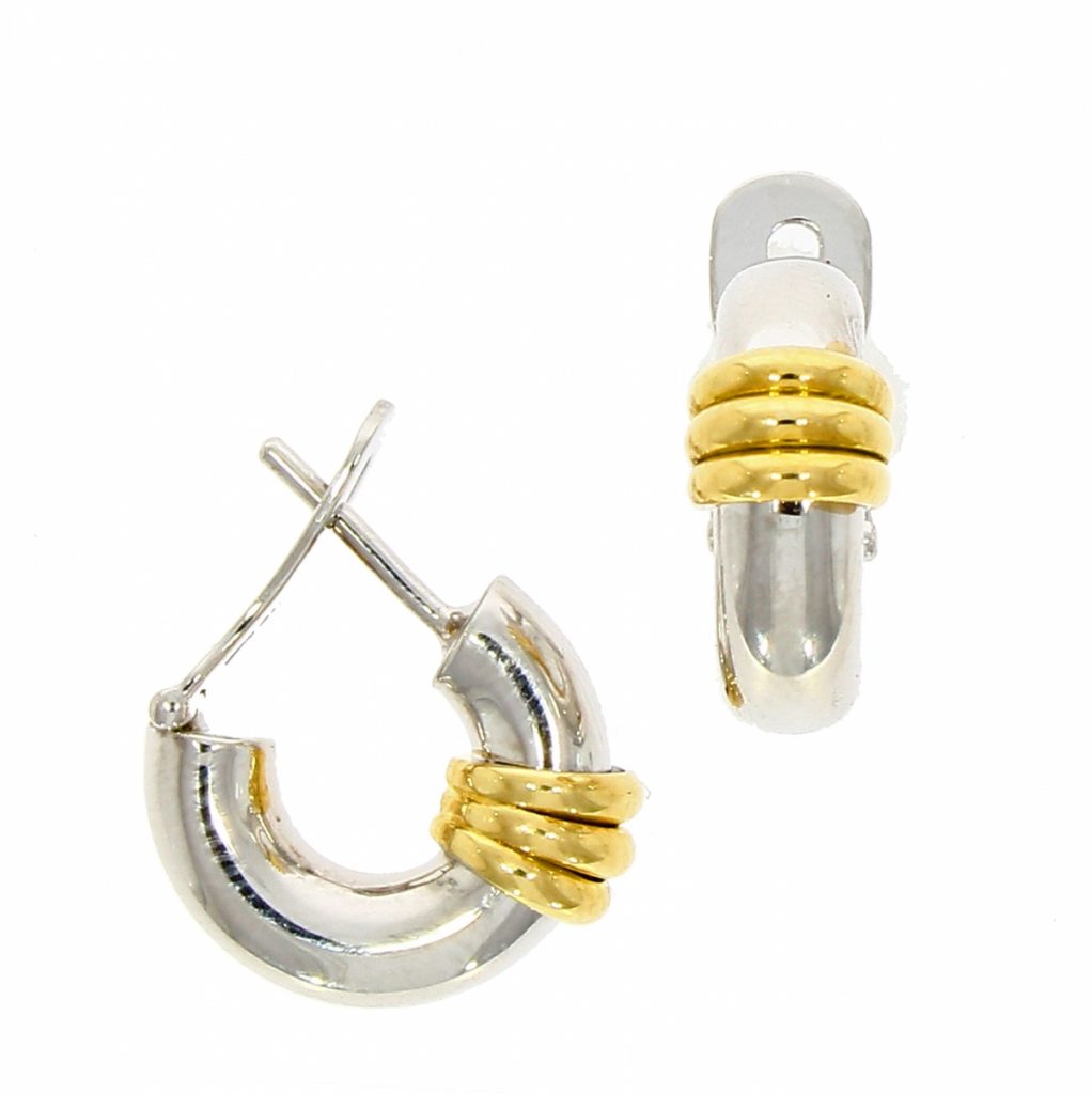 18ct White Gold Hoop With Triple Yellow Gold Band