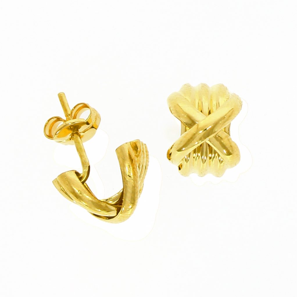 18ct Yellow Gold 'X' Earrings