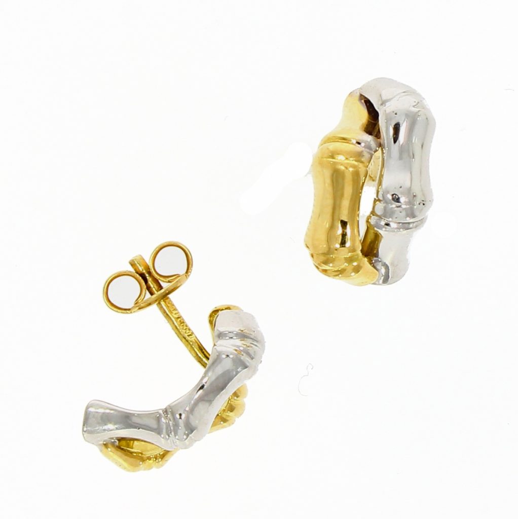 18ct White and Yellow Gold Bamboo Stud Earrings