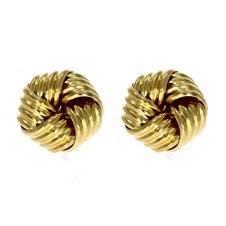 9ct Yellow Gold Rib Knot Stud Earrings