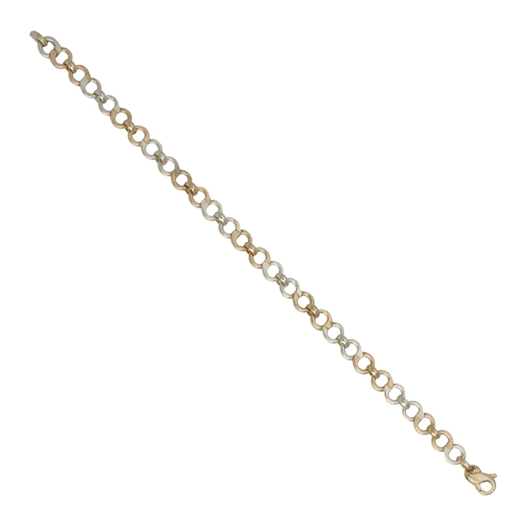 9ct Yellow and White Gold Chain Bracelet