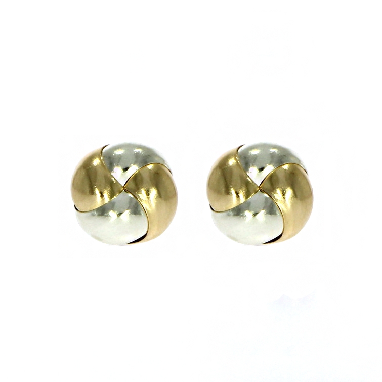 9ct White and Yellow Gold Interwoven Stud Earrings