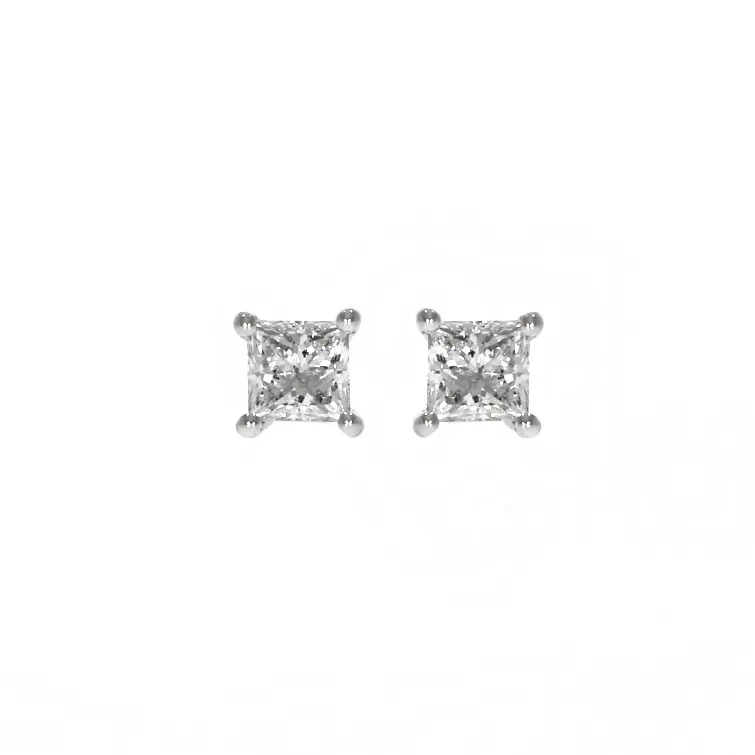 18ct White Gold 0.66ct Princess Cut Diamond Stud Earrings