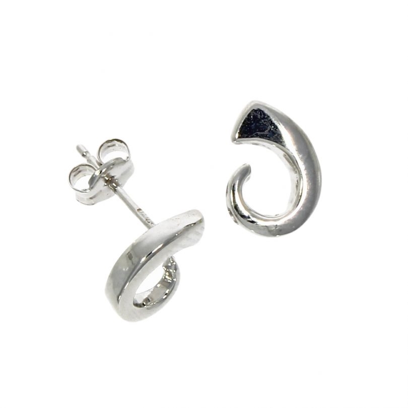 9ct White Gold Spiral Stud Earrings