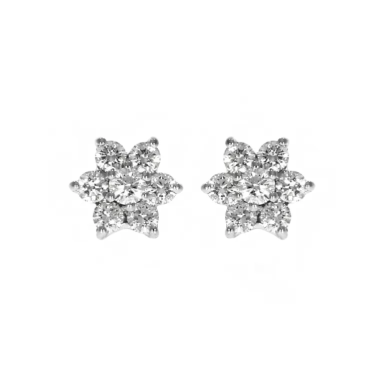 18ct White Gold 1.01ct Brilliant Cut Diamond Cluster Earrings