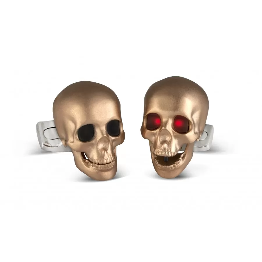 Deakin & Francis Skull Cufflinks with LED Eyes in Rose Gold Satin Finish