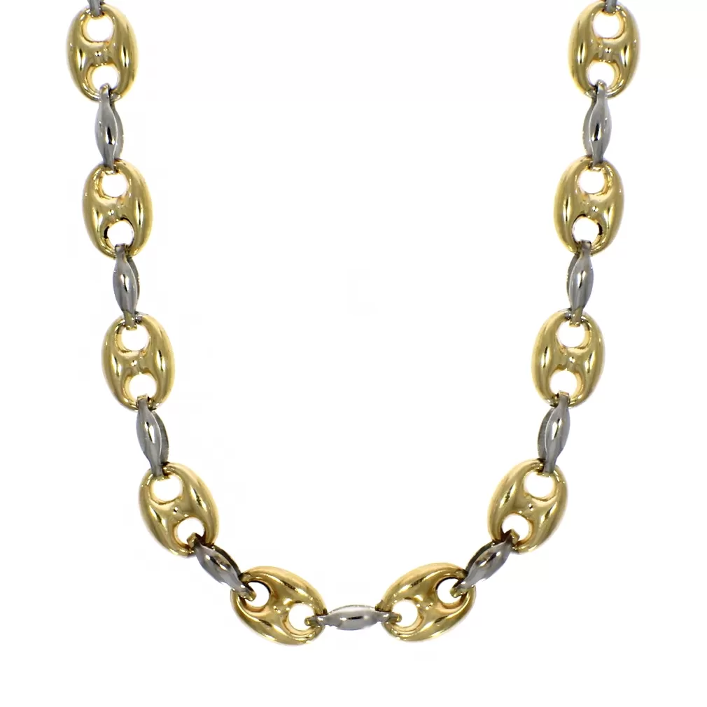 9ct Yellow & White Gold Anchor Link Necklace