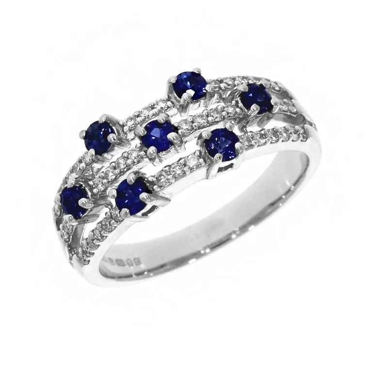 18ct White Gold Sapphire and Diamond Dress Ring