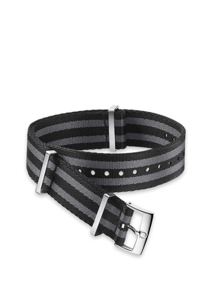 Omega 5 Stripe Black & Grey Nylon Fabric NATO Strap