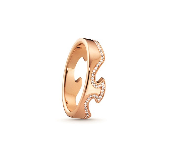 Georg Jensen 18ct Rose Gold Fusion End Ring With Diamonds