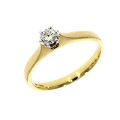 Pre Owned: 18ct Yellow Gold 0.18ct Brilliant Cut Diamond Solitaire Ring