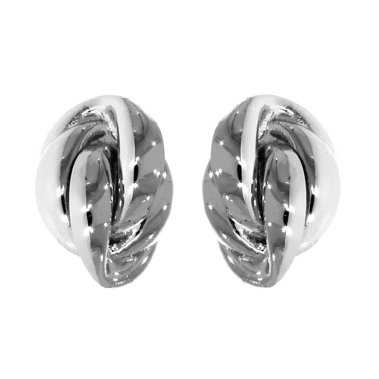 9ct White Gold Oval Knot Stud Earrings
