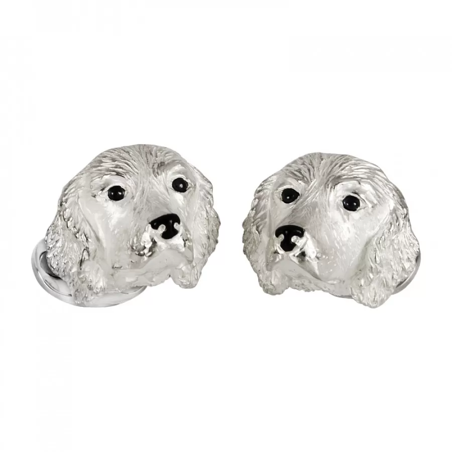 Deakin & Francis Sterling Silver Spaniel Dog Cufflinks