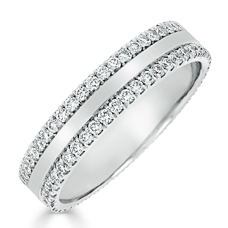 Charles Green Two Row 0.15ct Diamond Set Platinum Wedding Ring