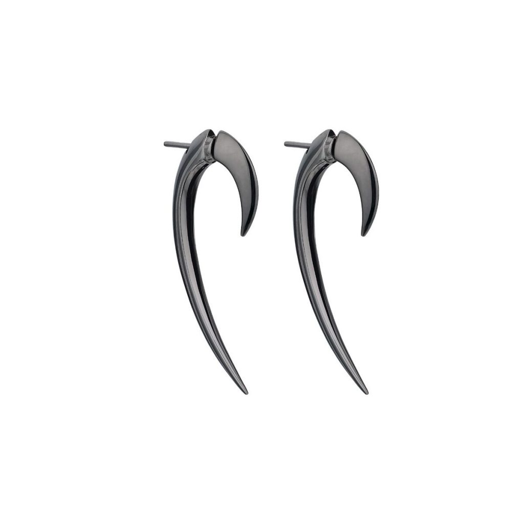 Shaun Leane Silver & Black Rhodium Hook Earrings Size 1