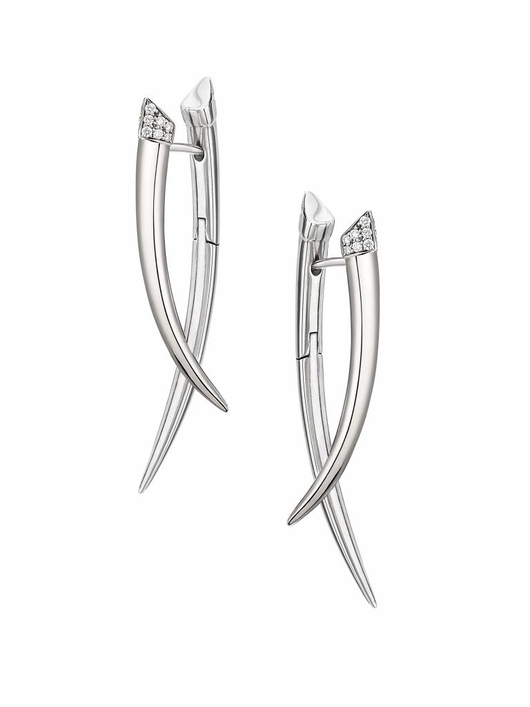 Shaun Leane Silver and Diamond Crossover Tusk Earrings