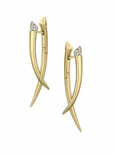 Shaun Leane Silver Gold Vermeil and Diamond Crossover Tusk Earrings
