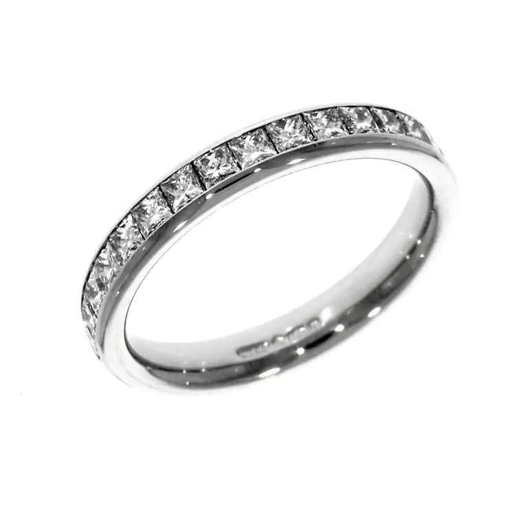 Platinum 0.80ct Princess Cut Diamond Wedding Ring