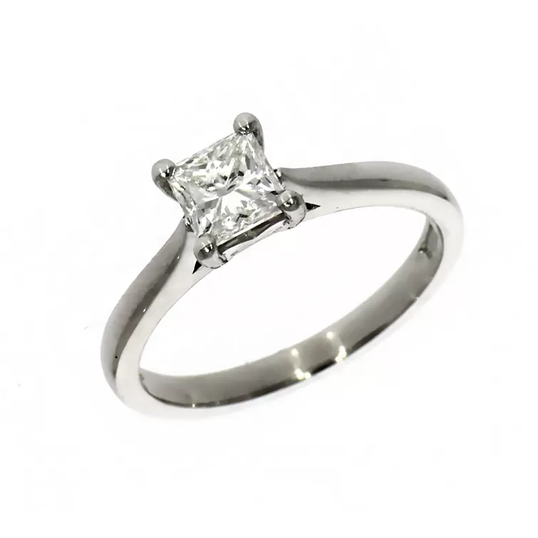 Pre Owned: Platinum 0.60ct Princess Cut Diamond Solitaire Ring