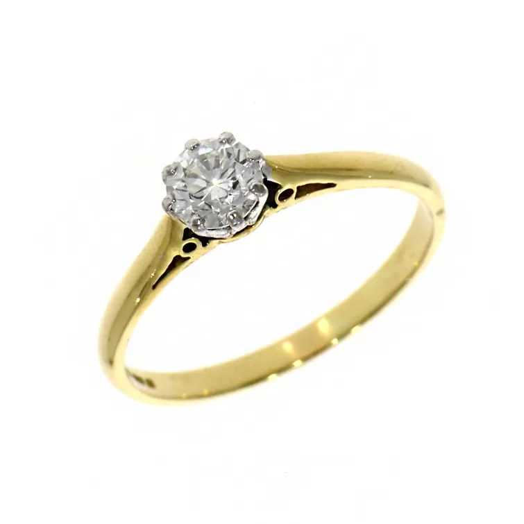 Pre Owned: 18ct Yellow Gold & Platinum 0.47ct Brilliant Cut Diamond Ring
