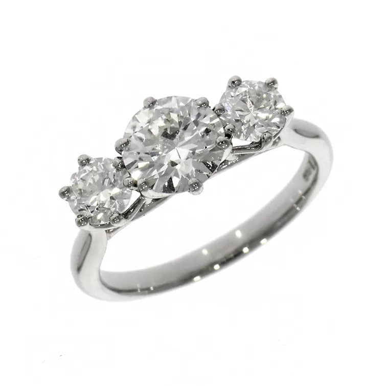 Pre Owned: Platinum 1.99ct Brilliant Cut Diamond Triology 'Wyre' Ring