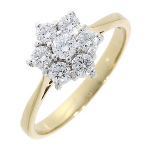 18ct Yellow Gold 0.54ct Diamond Cluster Ring