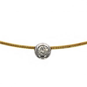 Pre Owned: Roberto Coin 18ct Yellow Gold Wire Collar With Sliding Brilliant Cut Diamond
