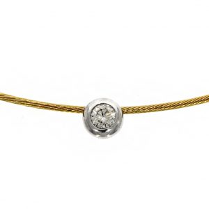 Pre Owned: Roberto Coin 18ct Yellow Gold Wire Collar With Sliding Brilliant Cut Diamond