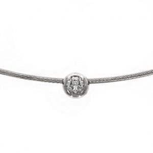 Pre Owned: Roberto Coin 18ct White Gold Wire Collar With Sliding Brilliant Cut Diamond