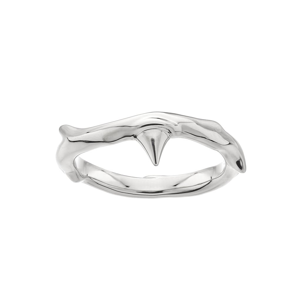 Shaun Leane Silver Rose Thorn Band Ring (Size M)