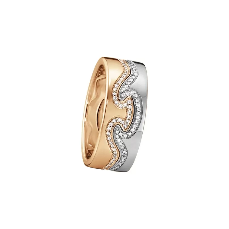 Georg Jensen 18ct Rose and White Gold Pave Set Diamond Fusion Ring