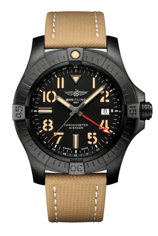 Breitling Avenger Automatic GMT 45 Night Mission Limited Edition - Calfskin Leather & Tang-type Buckle