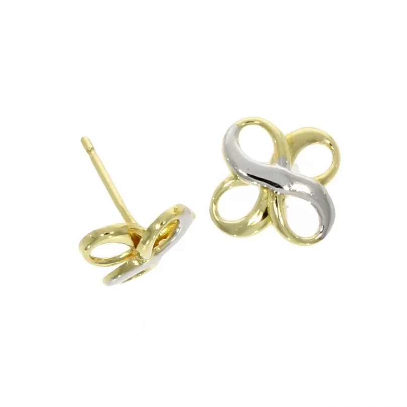 9ct Yellow And White Gold Large Open Knot Stud Earrings