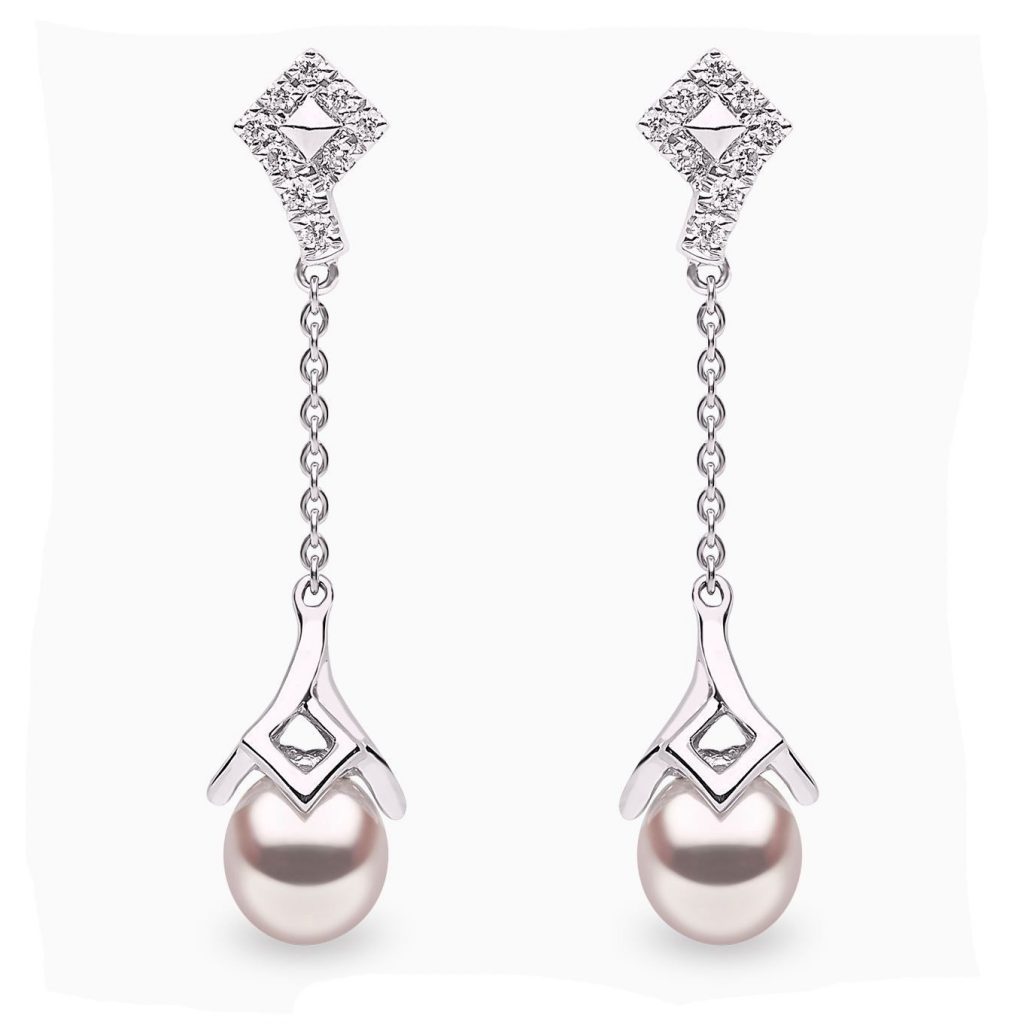YOKO 18ct White Gold Freshwater Pearl And Diamond Earrings