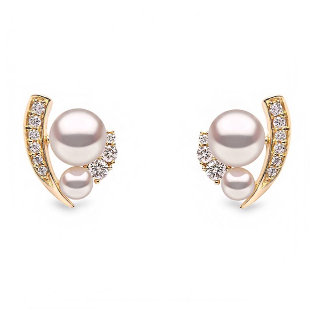 18ct Yellow Gold Freshwater Pearl And Diamond Earrings