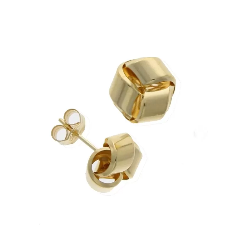 9ct Yellow Gold Large Flat Knot Stud Earrings