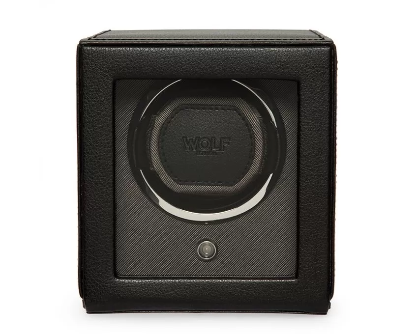 WOLF Black Cub Watch Winder With Cover