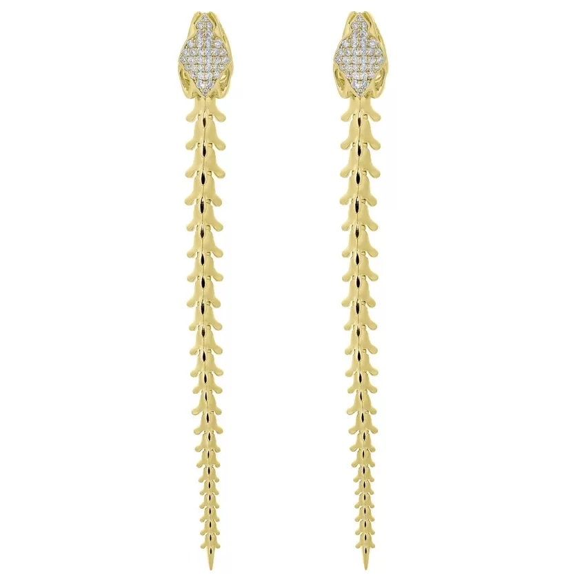 Shaun Leane Serpents Trace Yellow Gold Vermeil Long Diamond Earrings