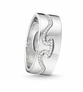 Georg Jensen Fusion Ring - 2 Part 18ct White Gold & Diamond