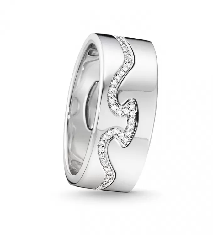 Georg Jensen Fusion Ring - 2 Part 18ct White Gold & Diamond