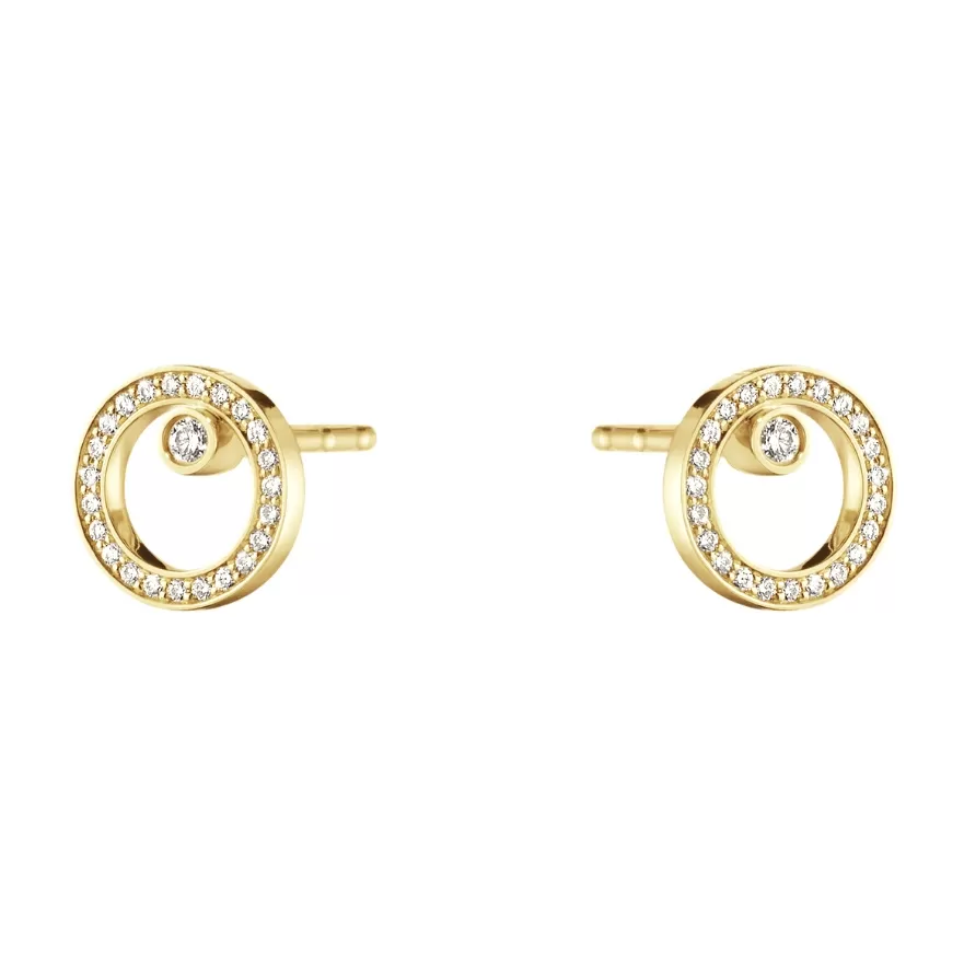 Georg Jensen Halo 18ct Yellow Gold & Diamond Earrings
