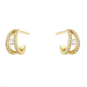 Georg Jensen Halo 18ct Yellow Gold & Diamond Hoop Earrings