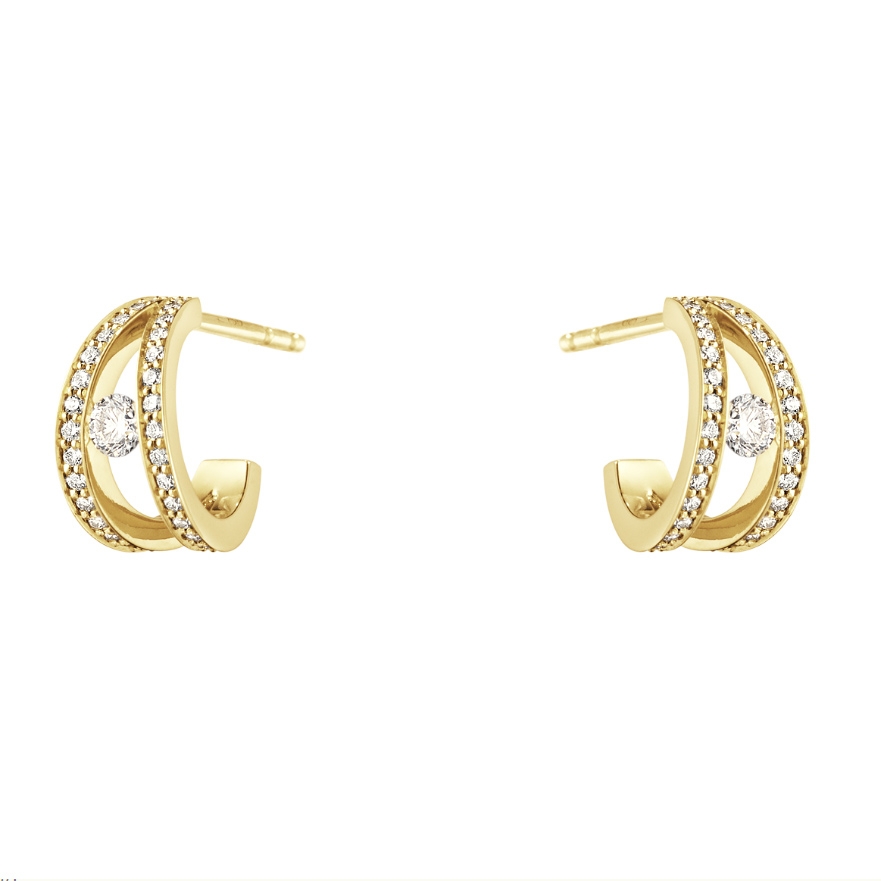 Georg Jensen Halo 18ct Yellow Gold & Diamond Hoop Earrings