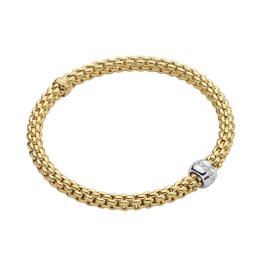 Fope Solo Flex'it 18ct Yellow Gold Bracelet with Diamonds