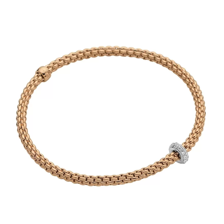 Fope Prima Flex'it 18ct Rose Gold Bracelet with Diamonds
