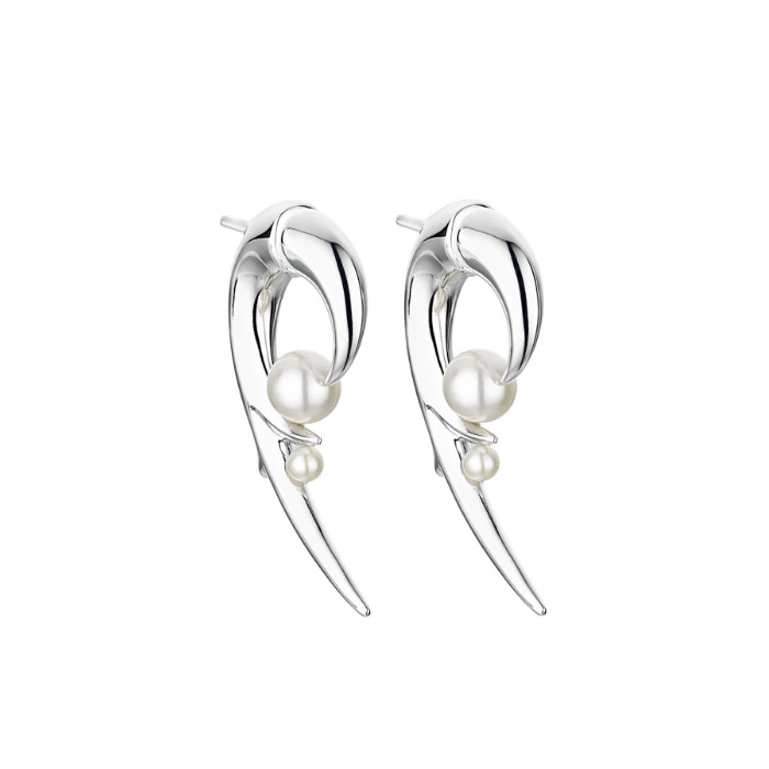 Shaun Leane Silver Hooked Pearl Earrings