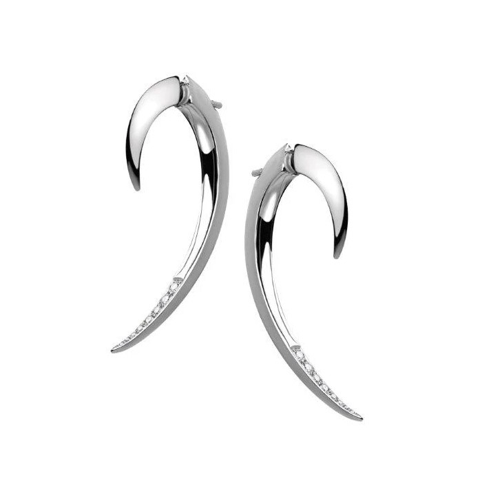 Shaun Leane Silver Diamond Hook Earrings
